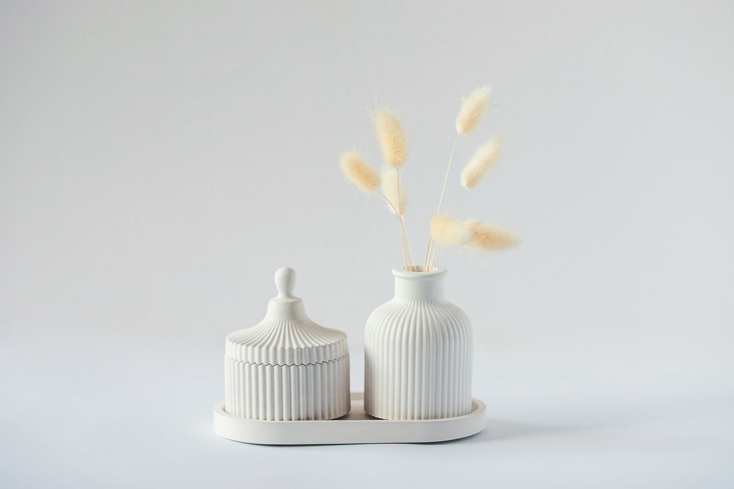 Gift Set of Scented Candle, Tray & Vase - Handmade, Coconut Wax, Fragrance Oils, Wood Wick
