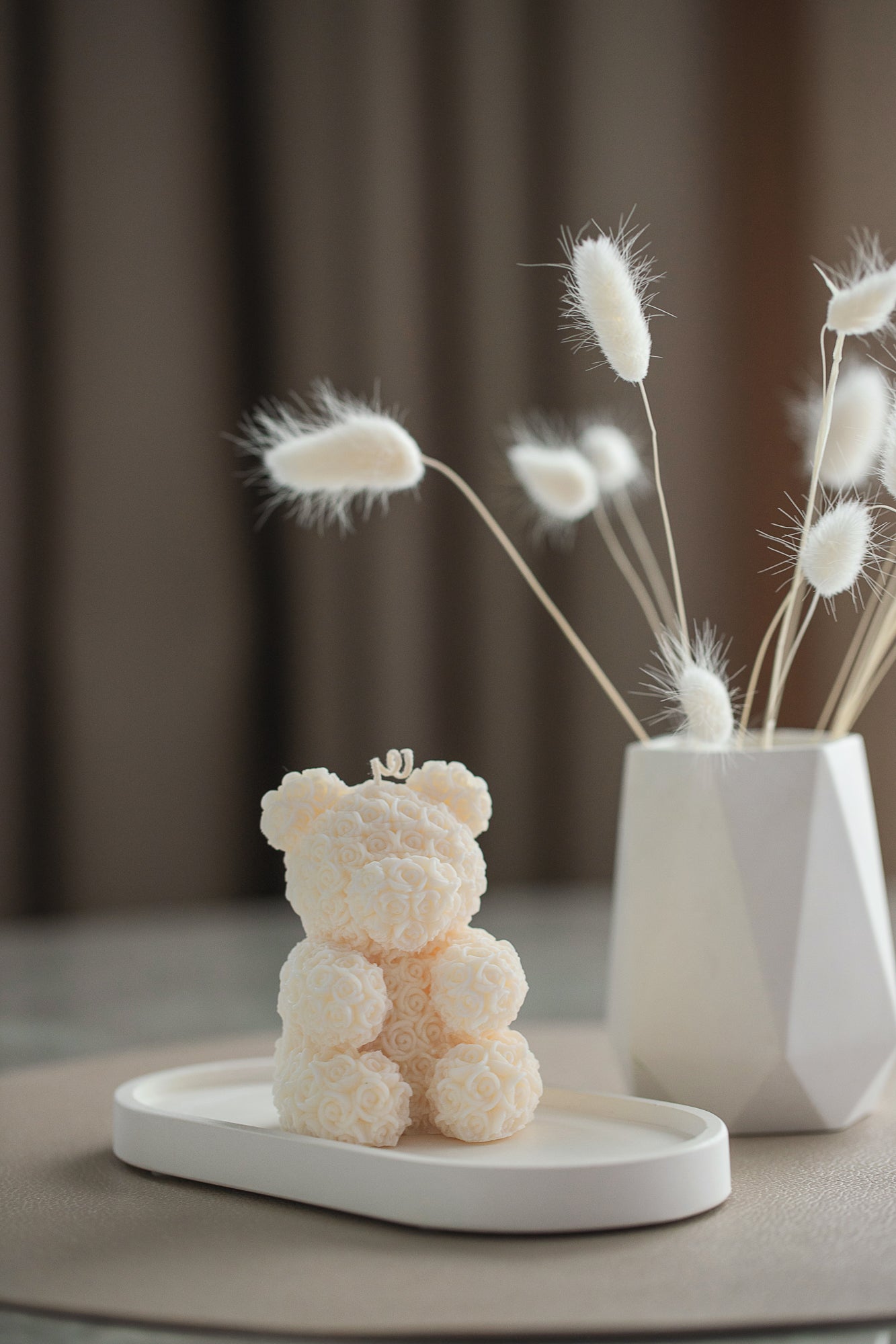 Teddy Bear Scented Candle - Rose Bear Pillar Candle, Cute Gift Idea, Decorative Candle