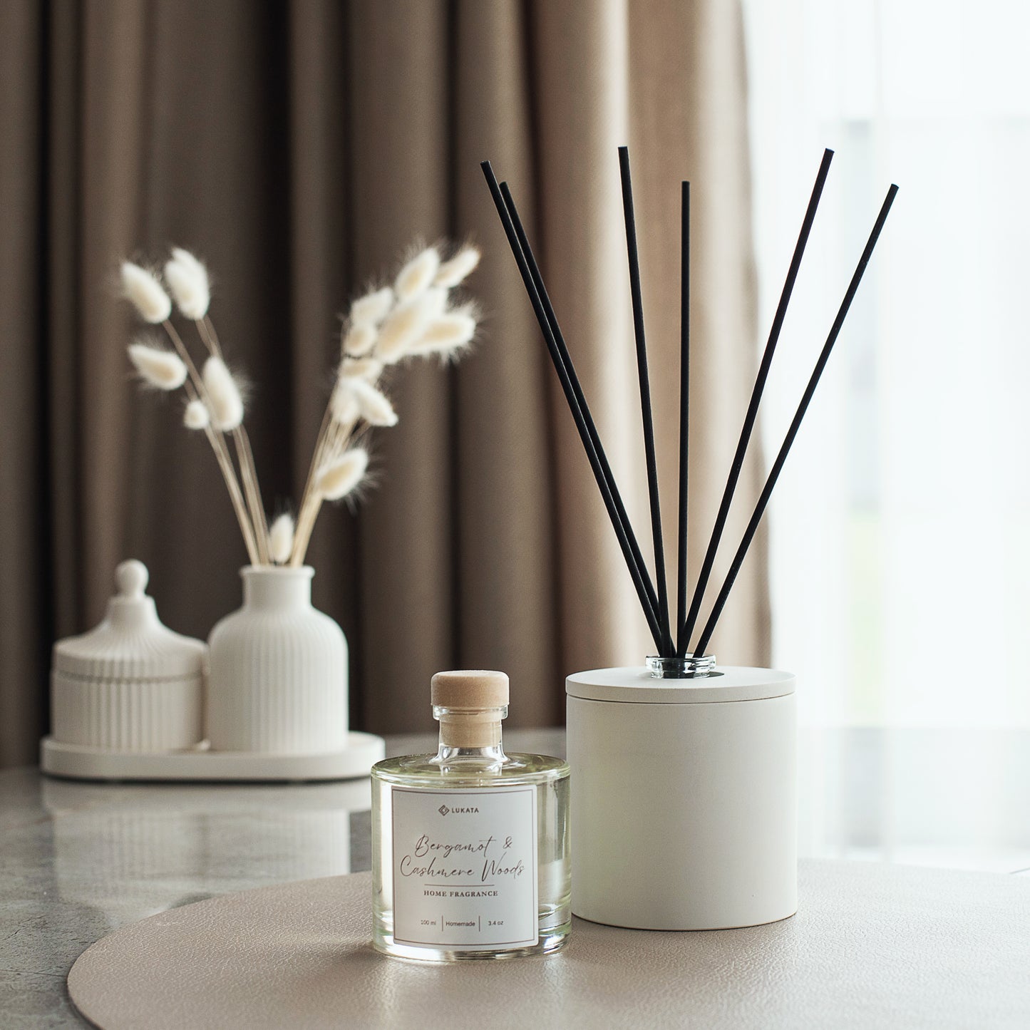 Elegant 100 ml Reed Diffuser with White Gypsum Cover - Home Fragrance