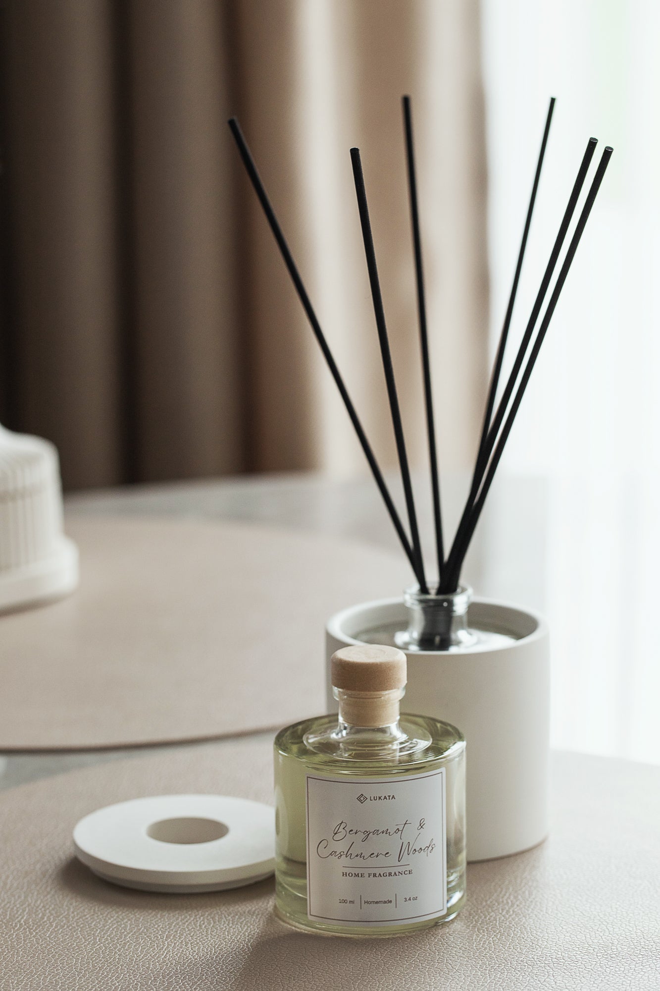 Elegant 100 ml Reed Diffuser with White Gypsum Cover - Home Fragrance