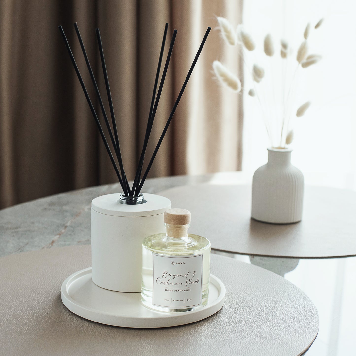 Elegant 100 ml Reed Diffuser with White Gypsum Cover - Home Fragrance