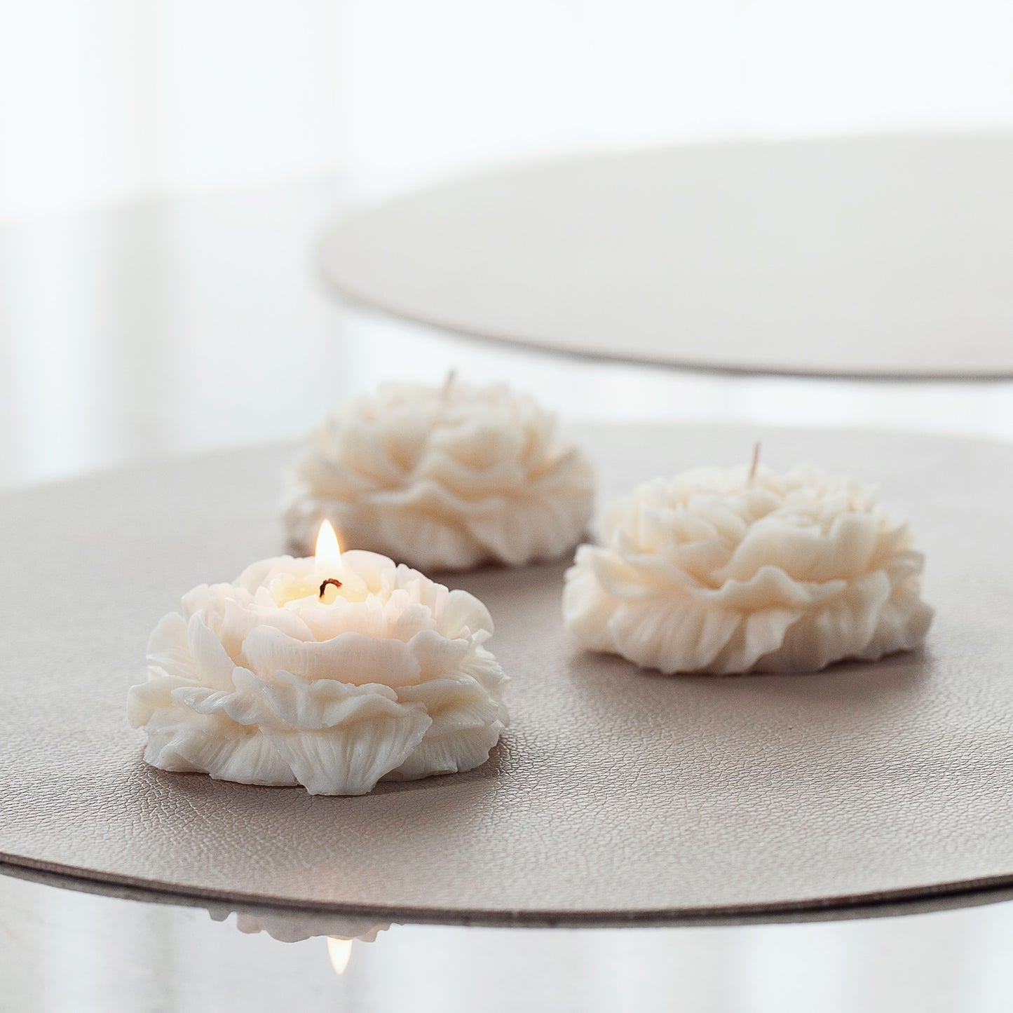 Elegant Peony Scented Candle – Handmade Rapeseed Wax Pillar Candle, Housewarming Gift Idea