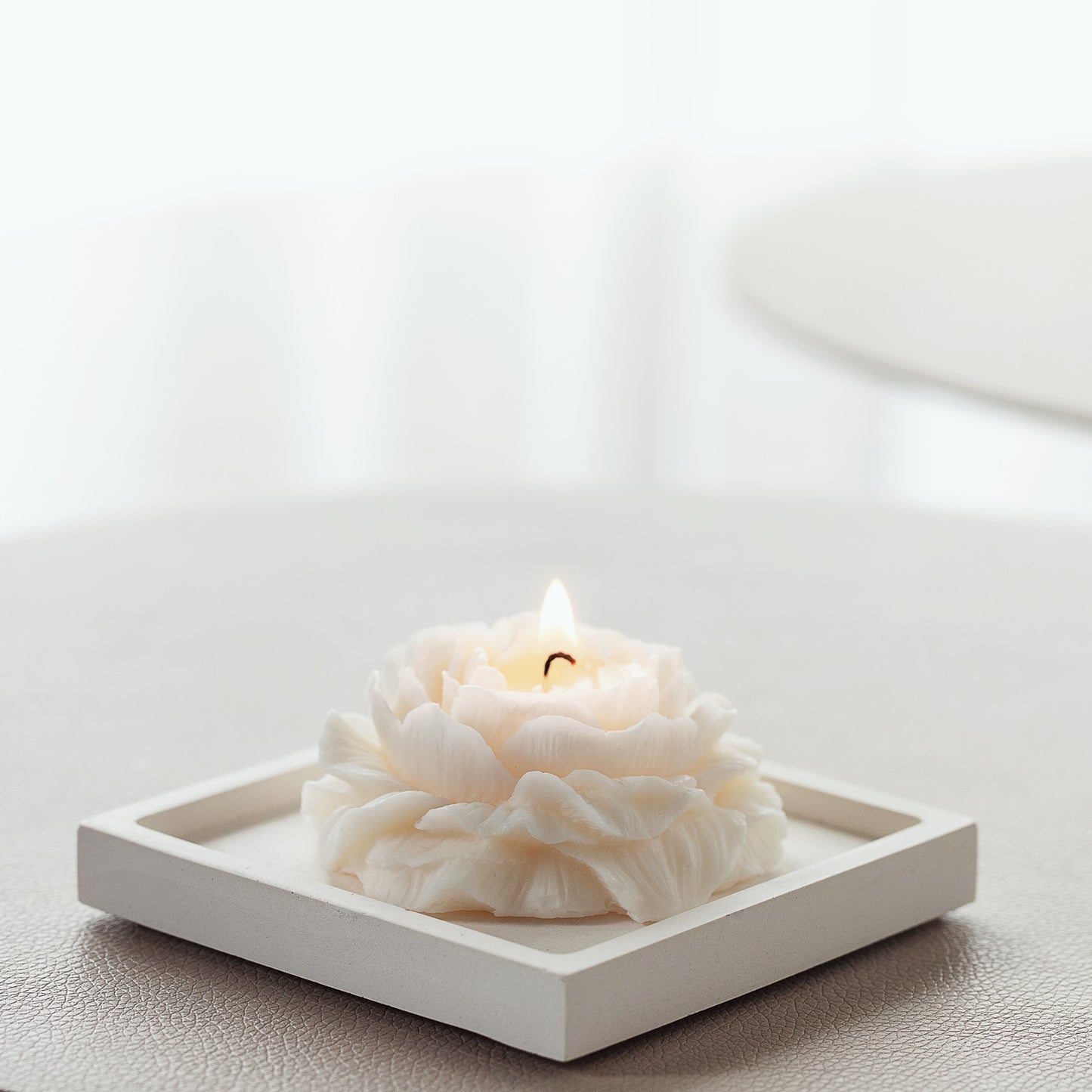 Elegant Peony Scented Candle – Handmade Rapeseed Wax Pillar Candle, Housewarming Gift Idea
