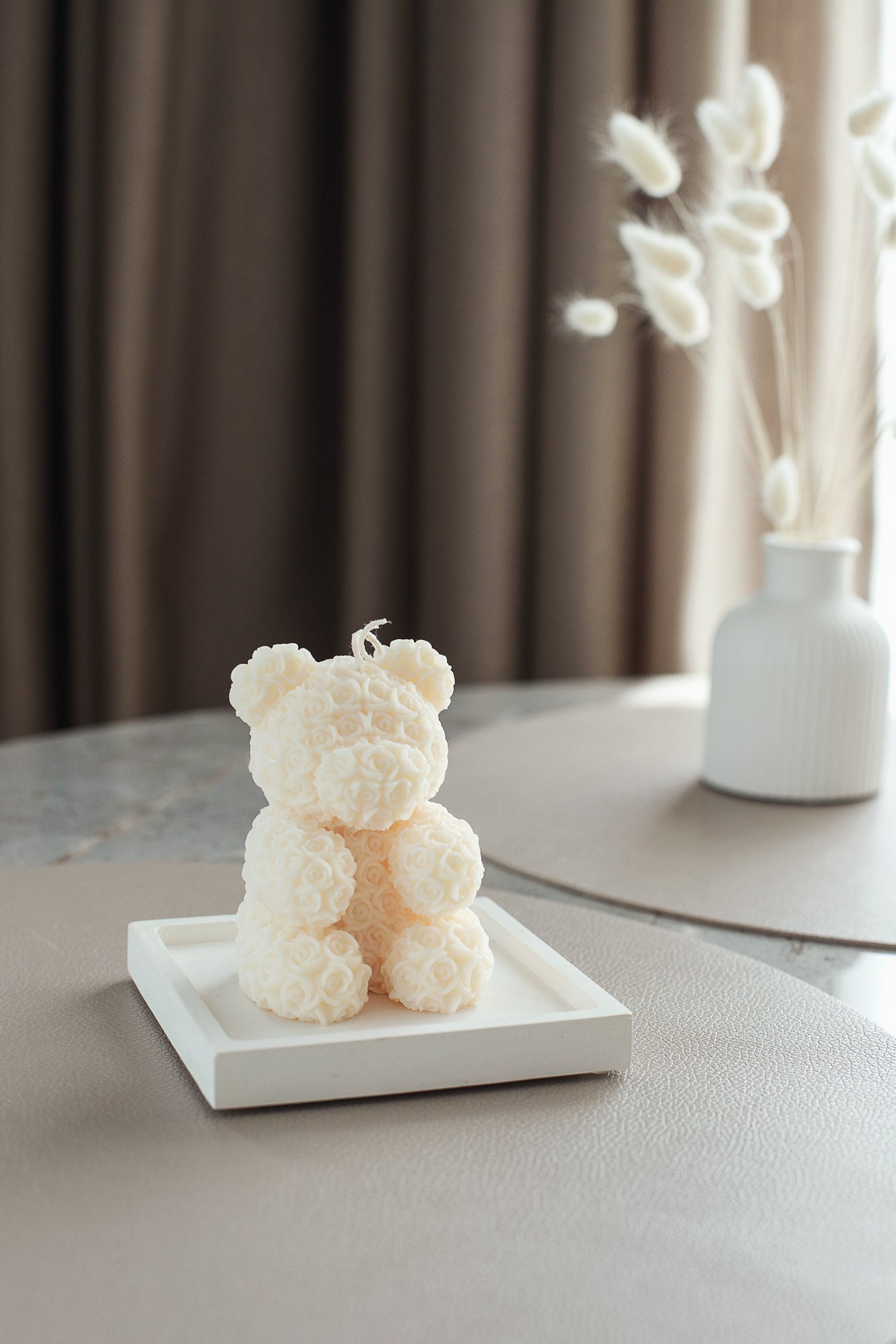 Teddy Bear Scented Candle - Rose Bear Pillar Candle, Cute Gift Idea, Decorative Candle