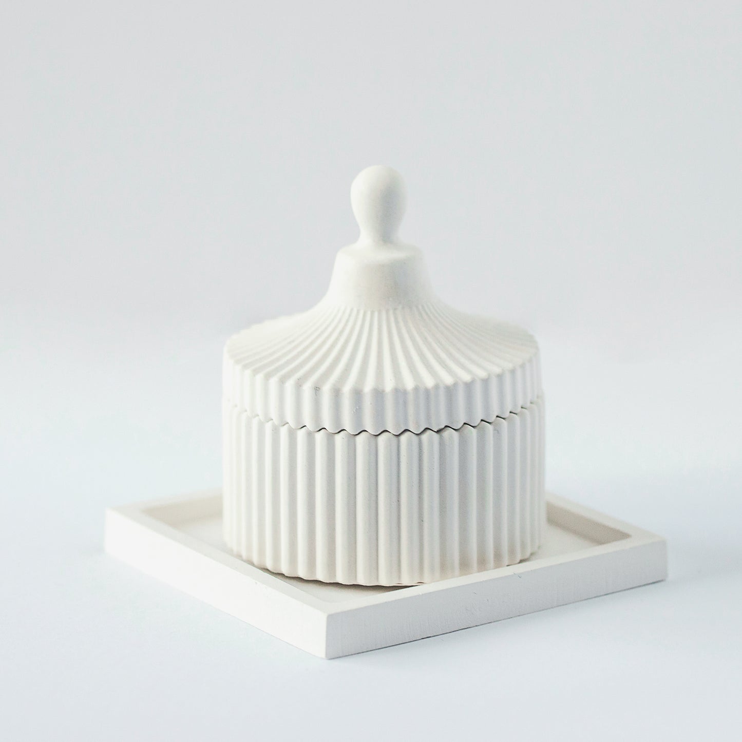 White Square Tray from Gypsum - Decorative Minimalist Elegance for Candles and Home Decor - Hand-Made Plate