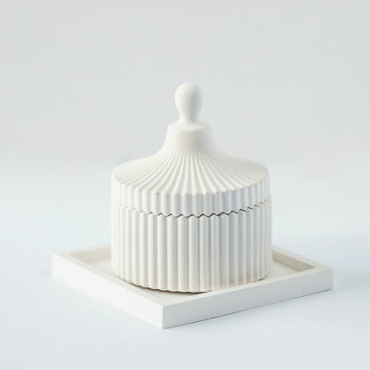 White Square Tray from Gypsum - Decorative Minimalist Elegance for Candles and Home Decor - Hand-Made Plate