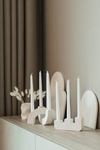 Handcrafted Gypsum Candlestick Holder for Three Long Candles