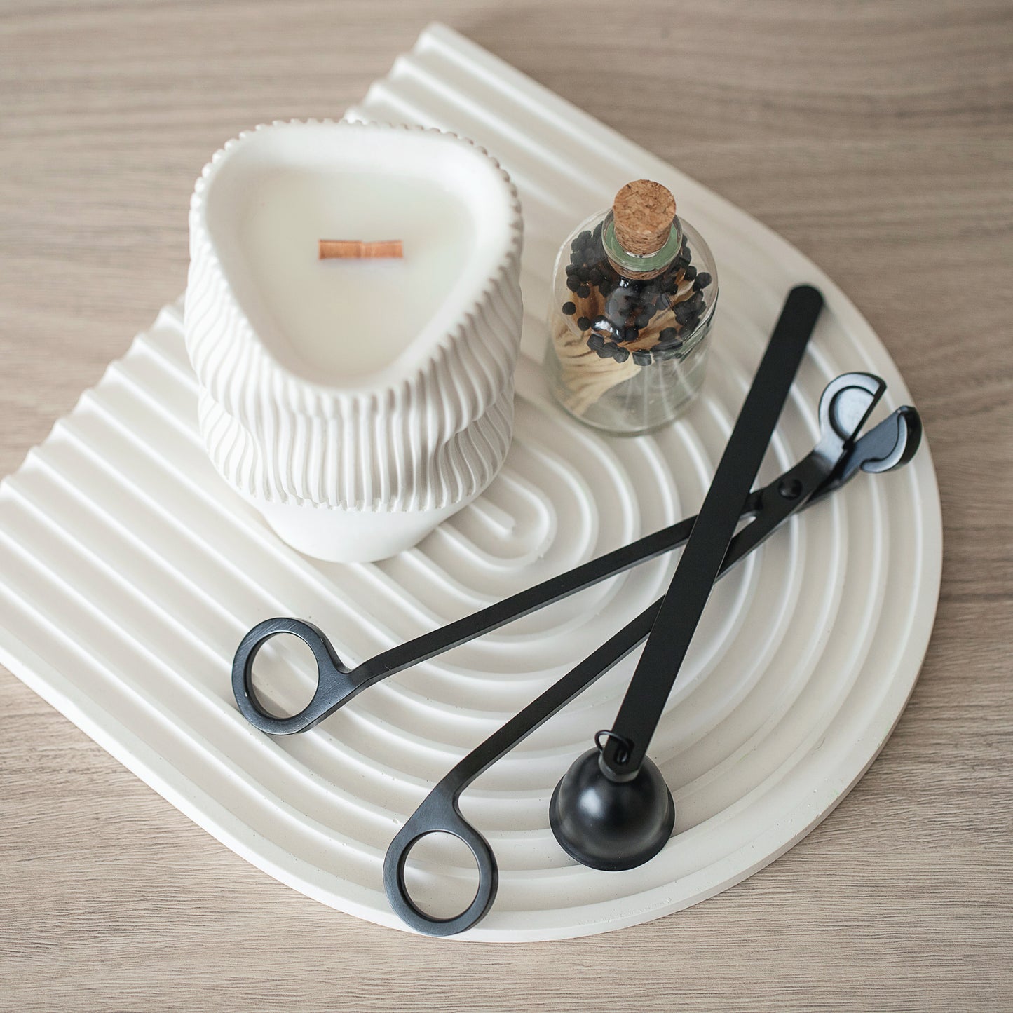 Elegant Candle Care Set - Wick Trimmer and Candle Snuffer, Black Stainless Steel