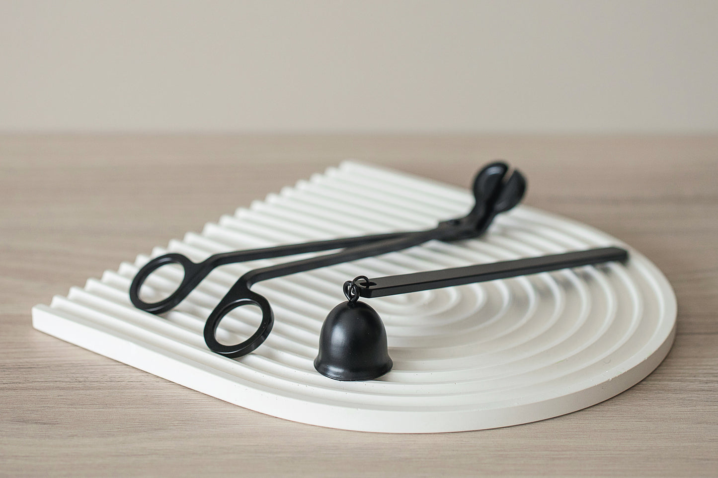 Elegant Candle Care Set - Wick Trimmer and Candle Snuffer, Black Stainless Steel