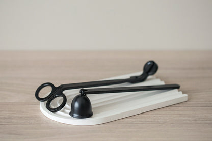 Elegant Candle Care Set - Wick Trimmer and Candle Snuffer, Black Stainless Steel