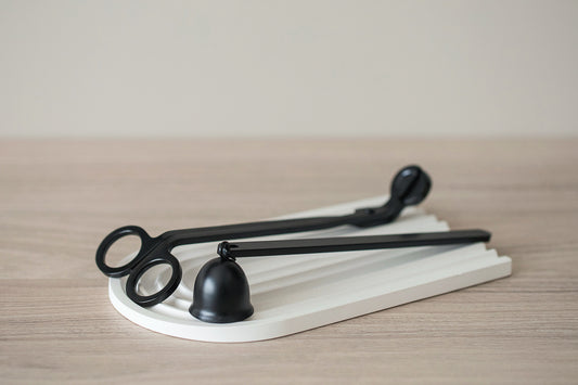 Elegant Candle Care Set - Wick Trimmer and Candle Snuffer, Black Stainless Steel