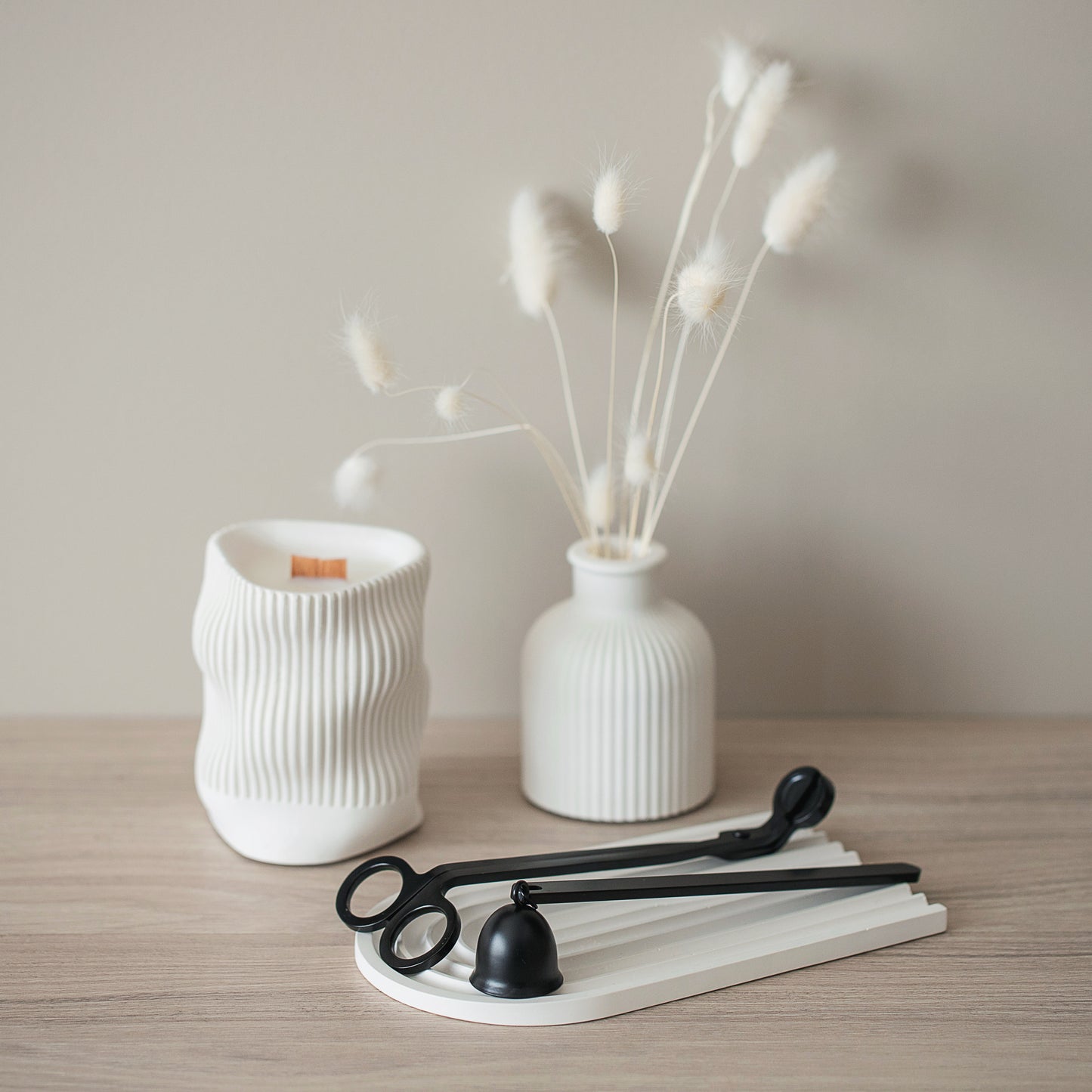 Elegant Candle Care Set - Wick Trimmer and Candle Snuffer, Black Stainless Steel