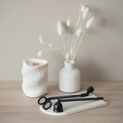 Elegant Candle Care Set - Wick Trimmer and Candle Snuffer, Black Stainless Steel