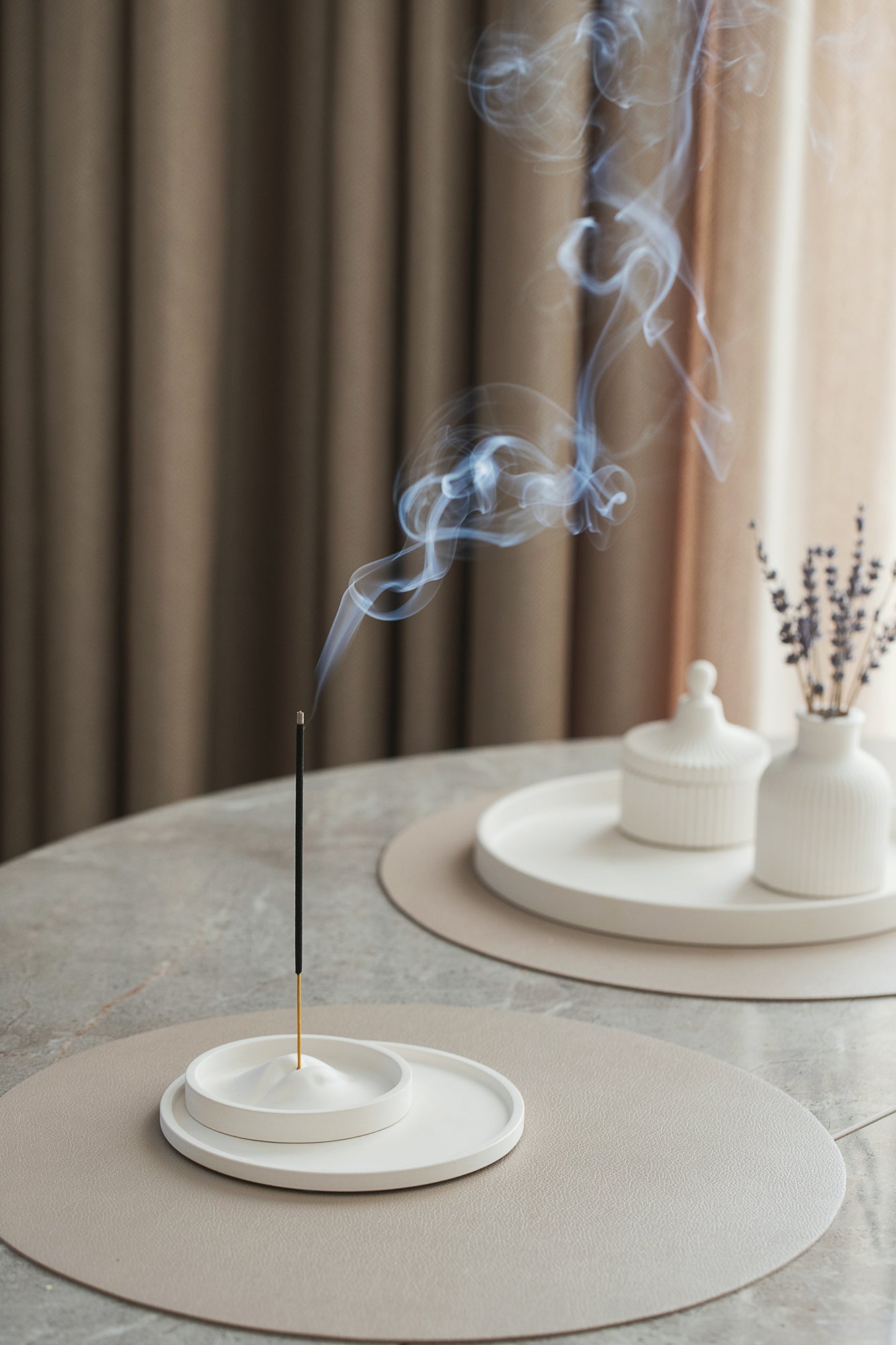 Modern Minimalist Incense Holder – Incense Stick Burner & Ash Catcher - Handmade White Gypsum Sticks Tray Stand for Home & Office